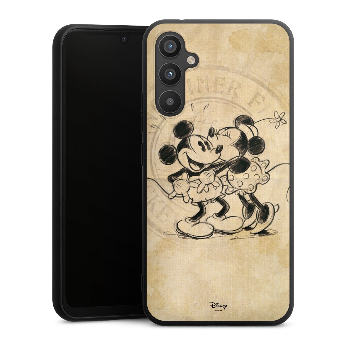 Galaxy A34 5G Handy Premium Silikon Hülle Handyhülle schwarz Case Mickey Mouse Vintage Minnie Mouse Silikon Premium Case