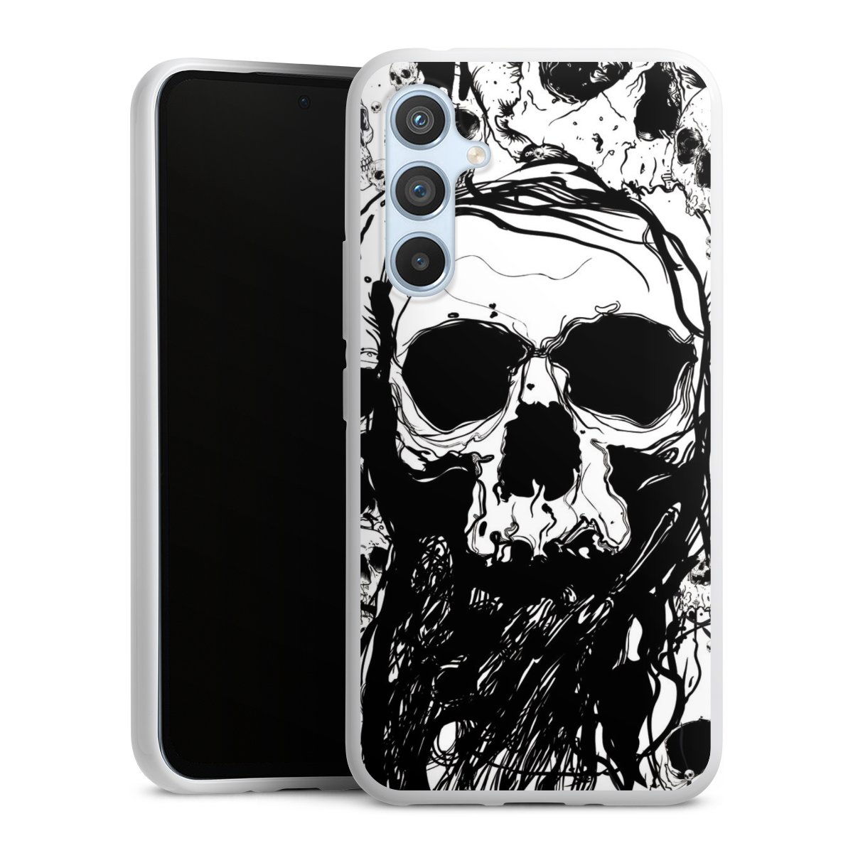 Galaxy A54 5G Handy Silikon Hülle Case weiß Handyhülle Totenkopf Halloween Silikon Case