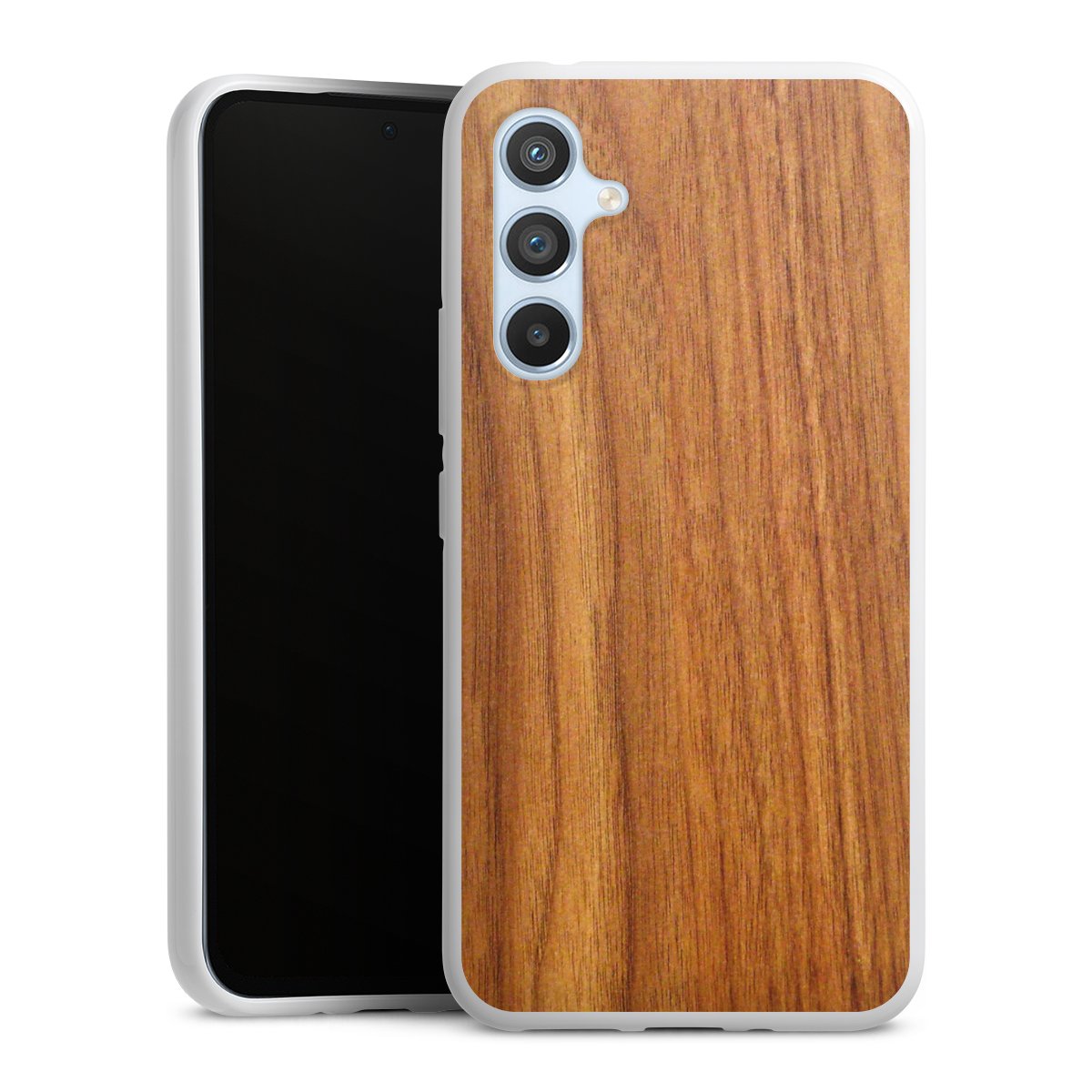 Galaxy A54 5G Handy Silikon Hülle Case weiß Handyhülle Wood Larch Wooden Look Silikon Case