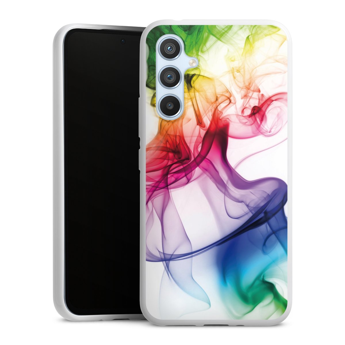 Galaxy A54 5G Handy Silikon Hülle Case weiß Handyhülle Water Colour Rainbow Silikon Case