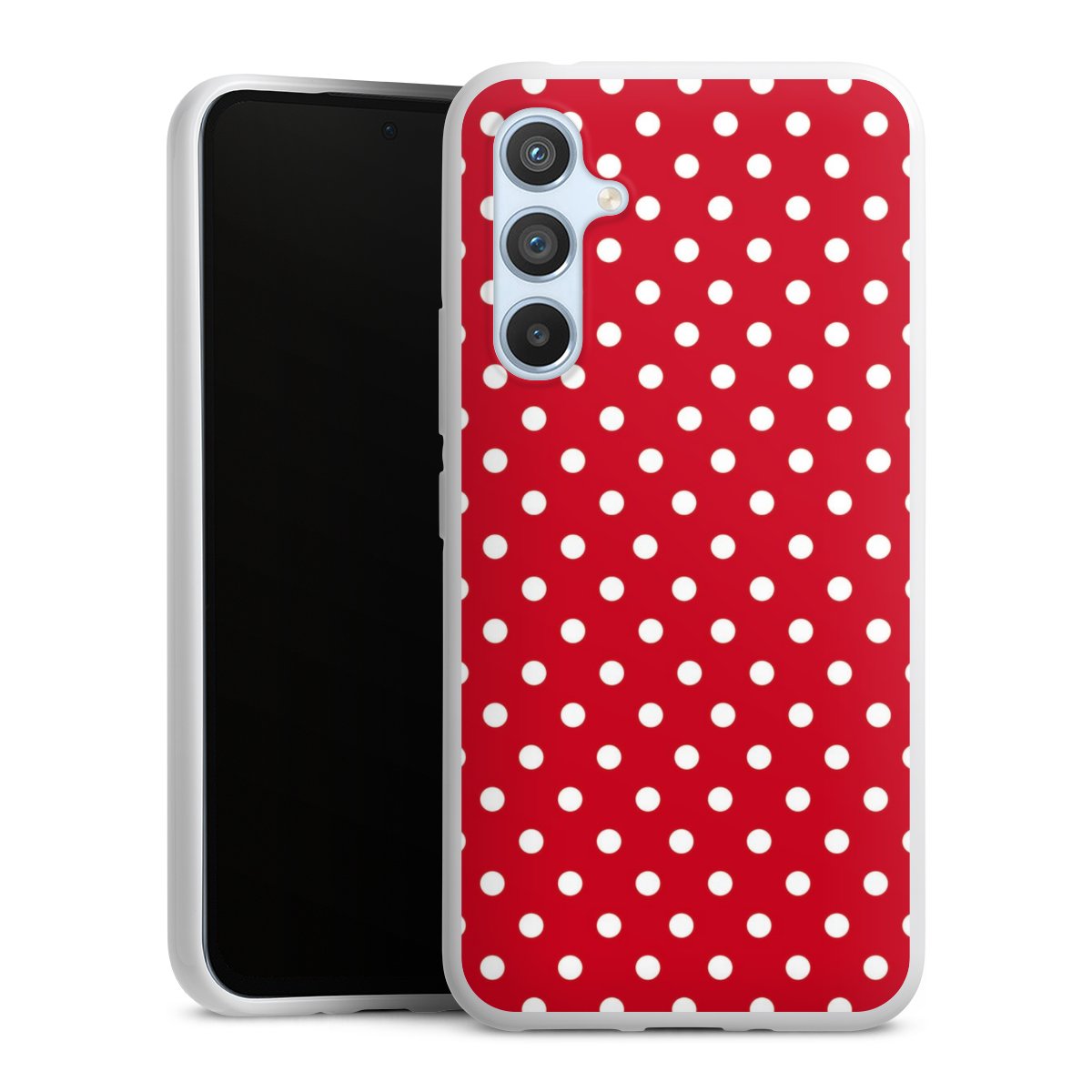 Galaxy A54 5G Handy Silikon Hülle Case weiß Handyhülle Points Polka Dots Retro Silikon Case