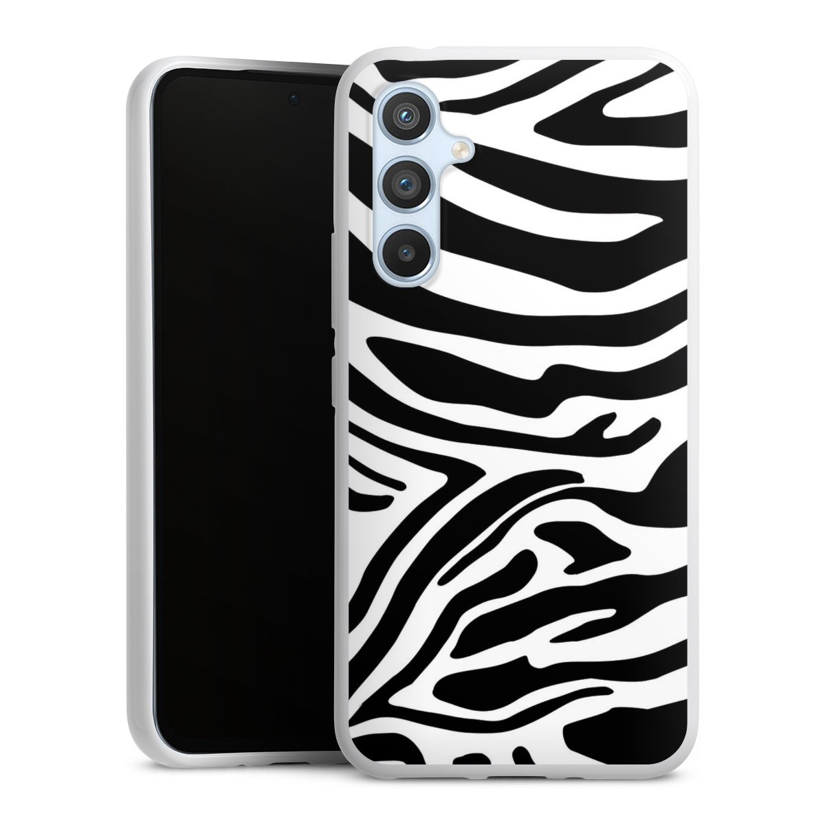 Galaxy A54 5G Handy Silikon Hülle Case weiß Handyhülle Zebra Animal Look Animal Print Silikon Case