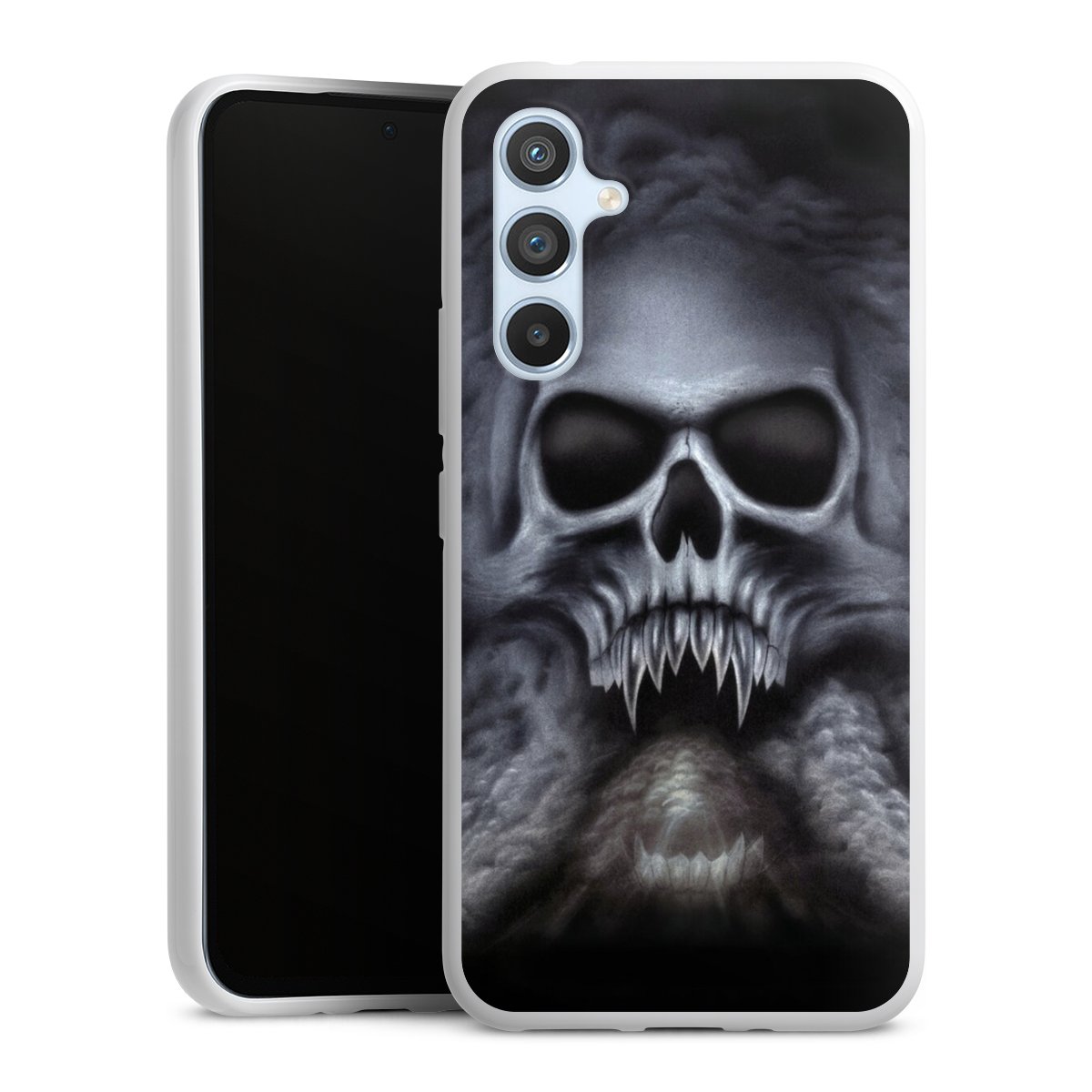 Galaxy A54 5G Handy Silikon Hülle Case weiß Handyhülle Totenkopf Skull Silikon Case