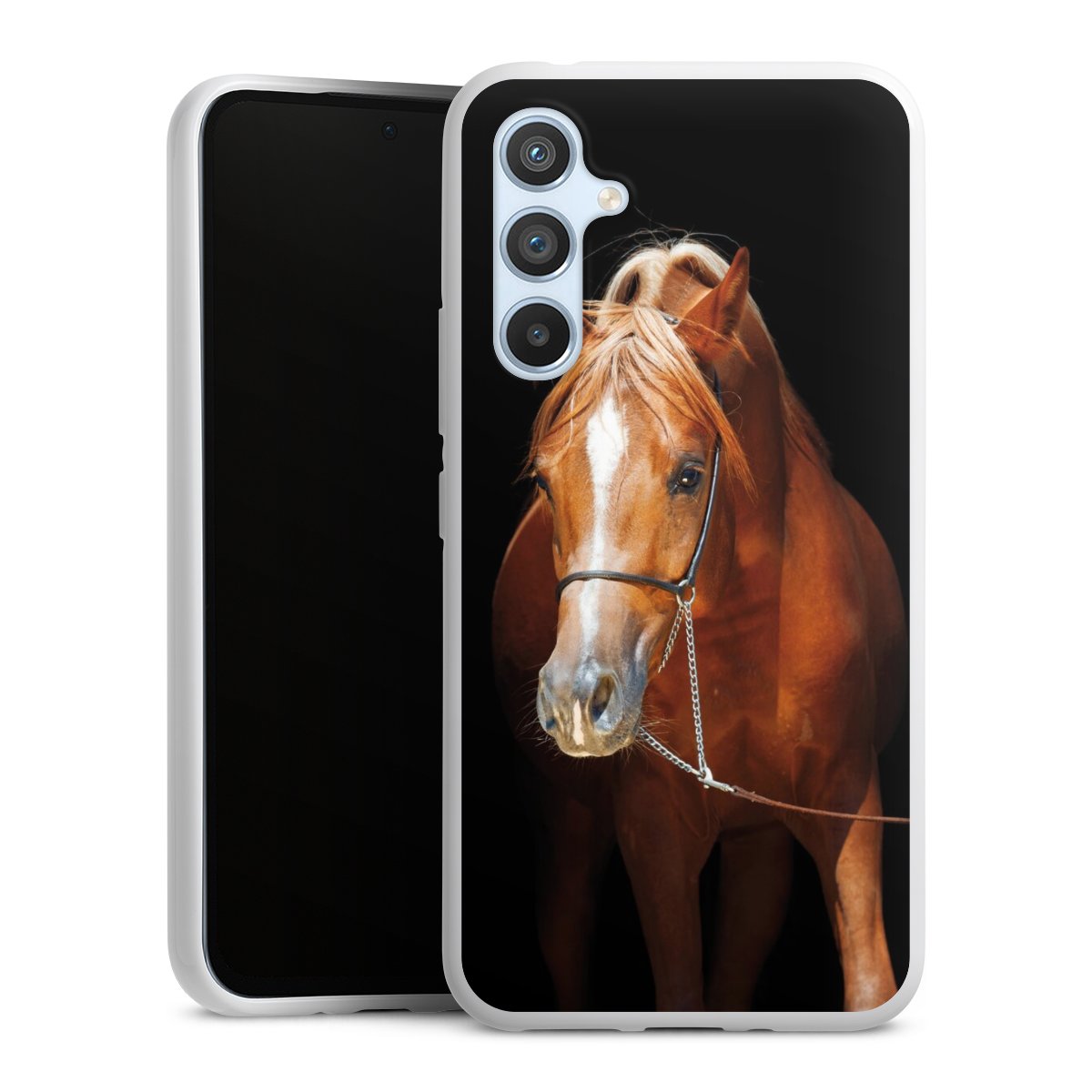 Galaxy A54 5G Handy Silikon Hülle Case weiß Handyhülle Mare Horse Hobby Silikon Case