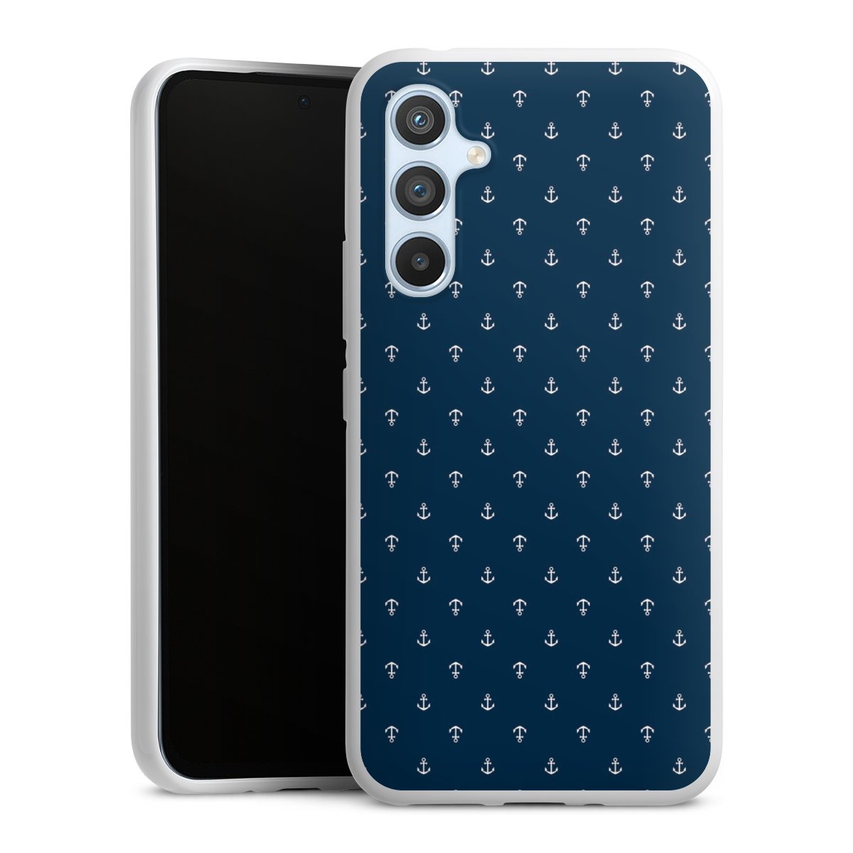 Galaxy A54 5G Handy Silikon Hülle Case weiß Handyhülle Muster Anchor Sail Silikon Case