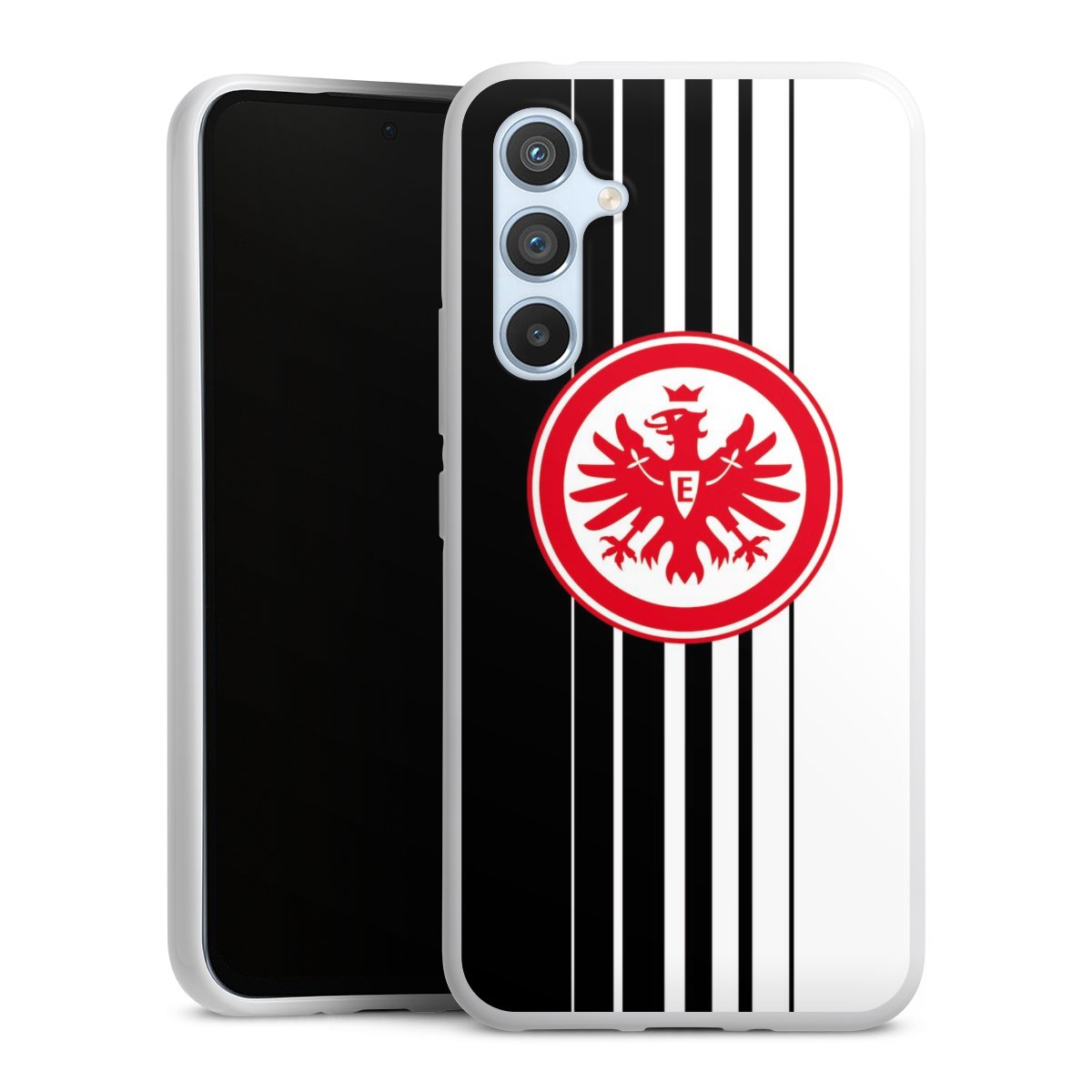 Galaxy A54 5G Handy Silikon Hülle Case weiß Handyhülle Stripes Eintracht Frankfurt Official Licensed Product Silikon Case