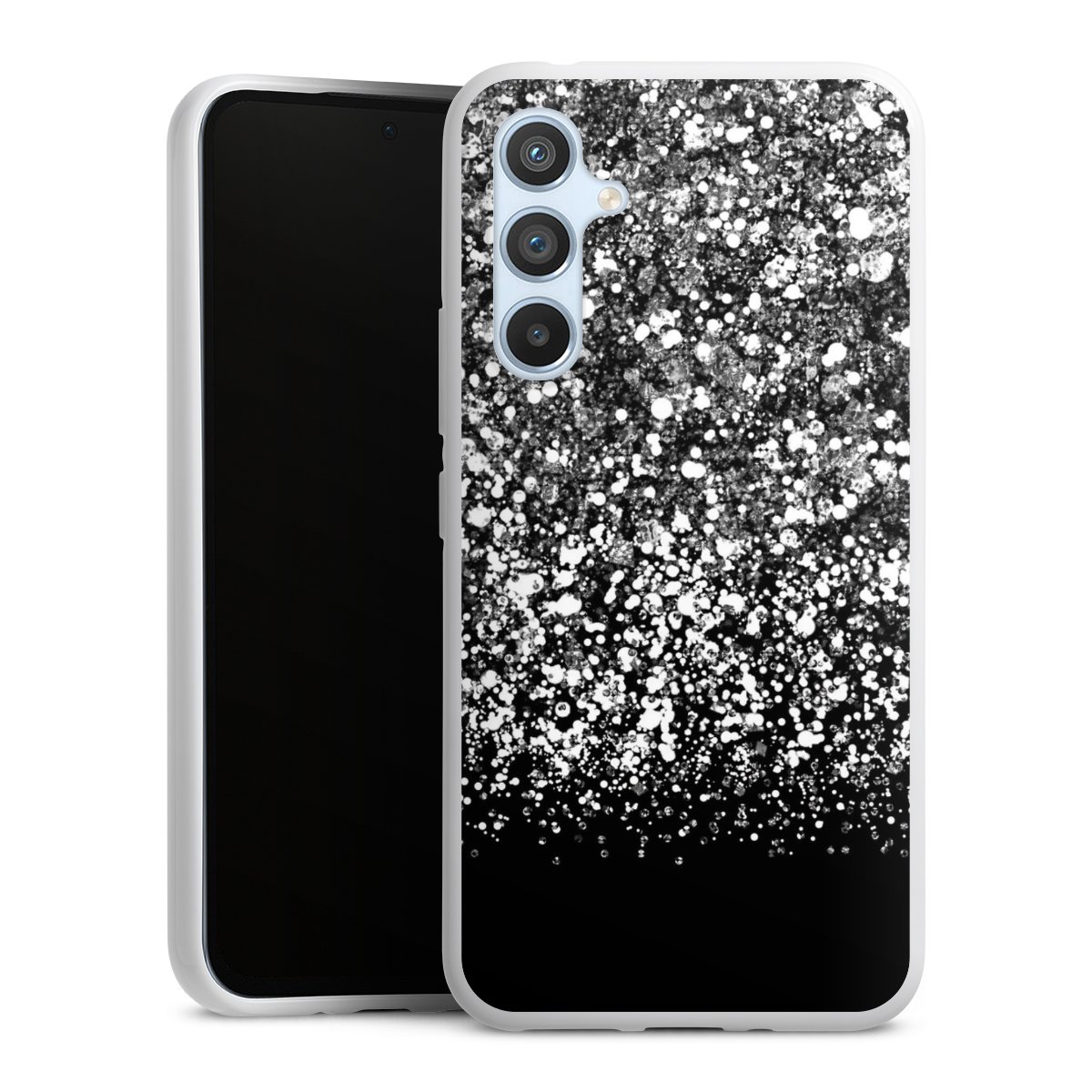 Galaxy A54 5G Handy Silikon Hülle Case weiß Handyhülle Glitzer Snowflake Muster Silikon Case