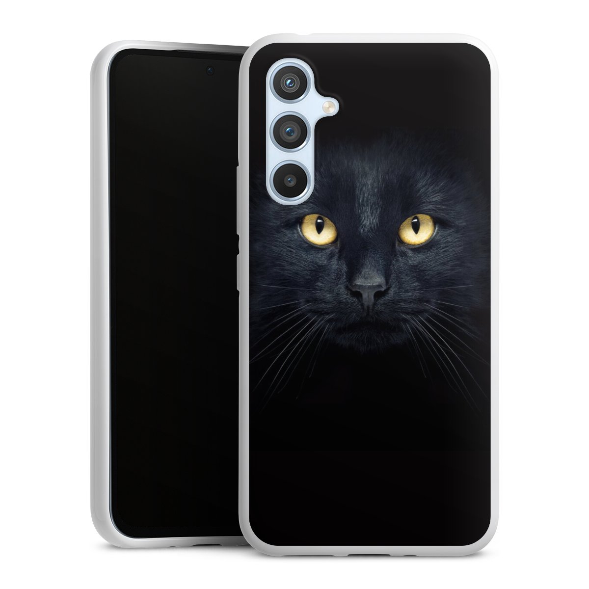 Galaxy A54 5G Handy Silikon Hülle Case weiß Handyhülle Eye Cat Black Silikon Case