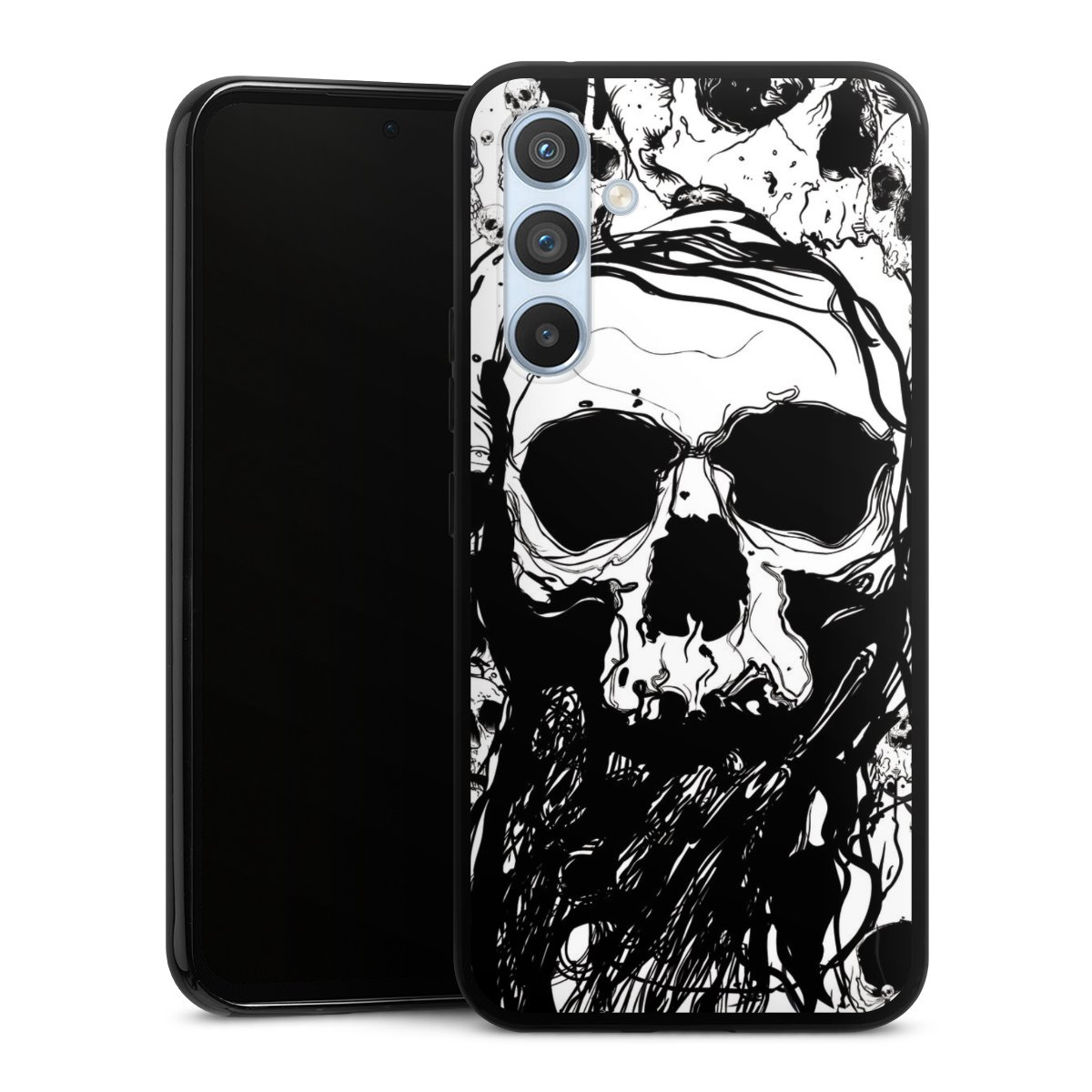 Galaxy A54 5G Handy Silikon Hülle Case schwarz Handyhülle Totenkopf Halloween