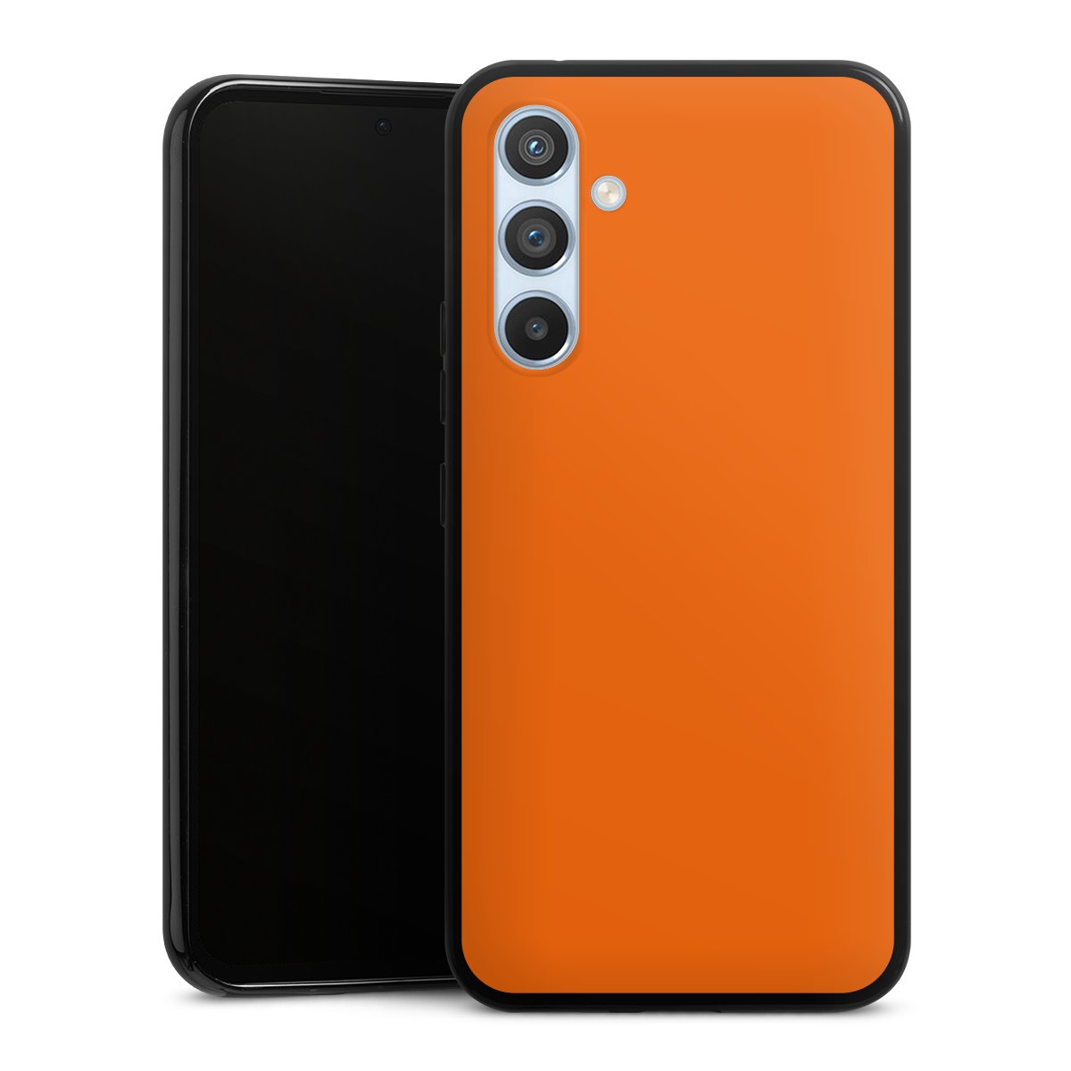 Galaxy A54 5G Handy Silikon Hülle Case schwarz Handyhülle Orange Colour Unicoloured