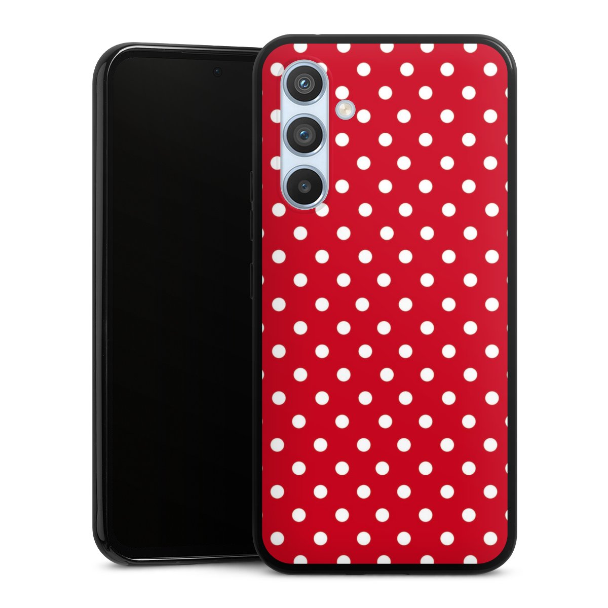 Galaxy A54 5G Handy Silikon Hülle Case schwarz Handyhülle Points Polka Dots Retro