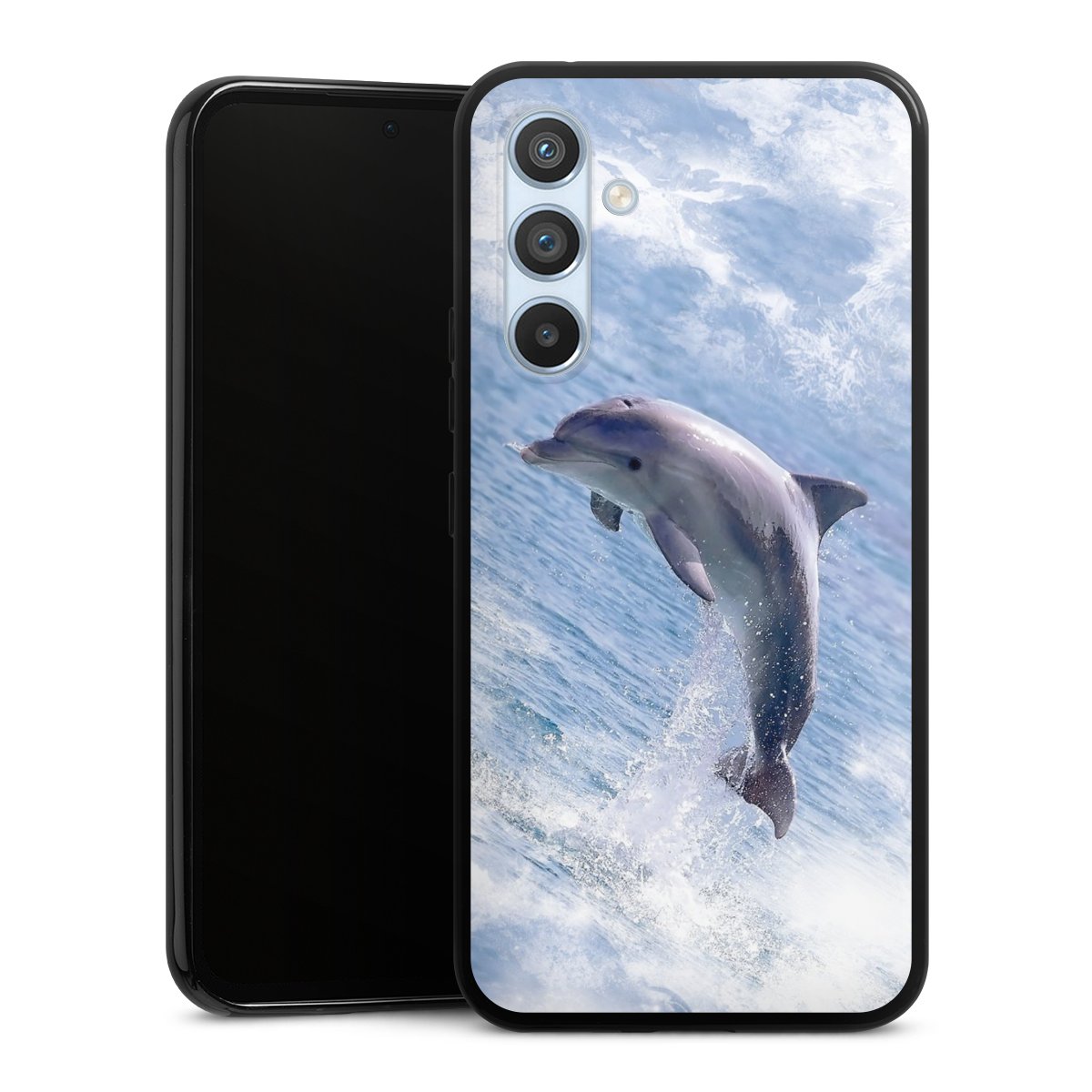 Galaxy A54 5G Handy Silikon Hülle Case schwarz Handyhülle Dolphin Ocean Wale