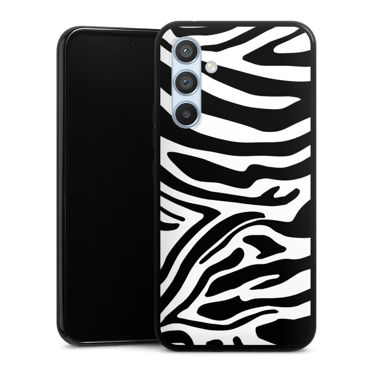 Galaxy A54 5G Handy Silikon Hülle Case schwarz Handyhülle Zebra Animal Look Animal Print