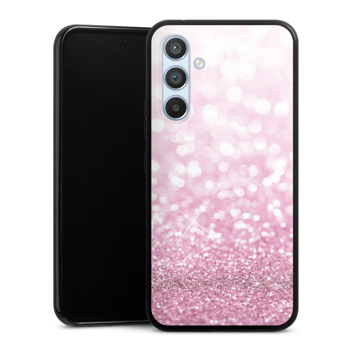 Galaxy A54 5G Handy Silikon Hülle Case schwarz Handyhülle Glitzer Pink Shine