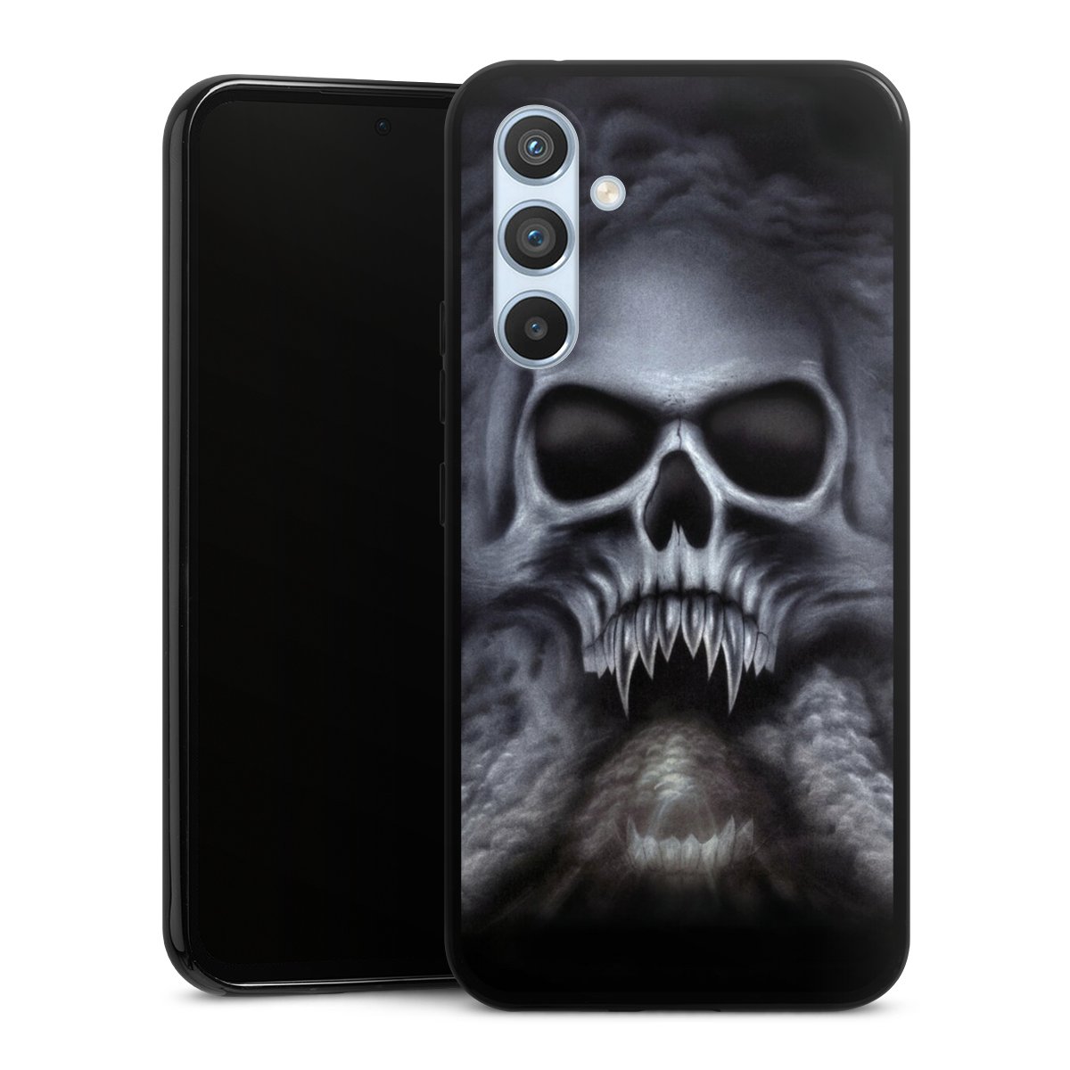 Galaxy A54 5G Handy Silikon Hülle Case schwarz Handyhülle Totenkopf Skull