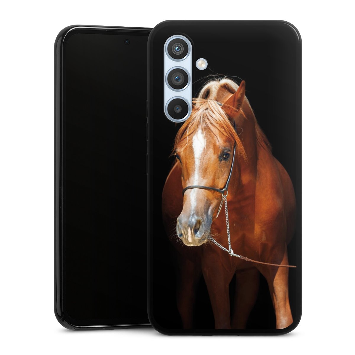 Galaxy A54 5G Handy Silikon Hülle Case schwarz Handyhülle Mare Horse Hobby