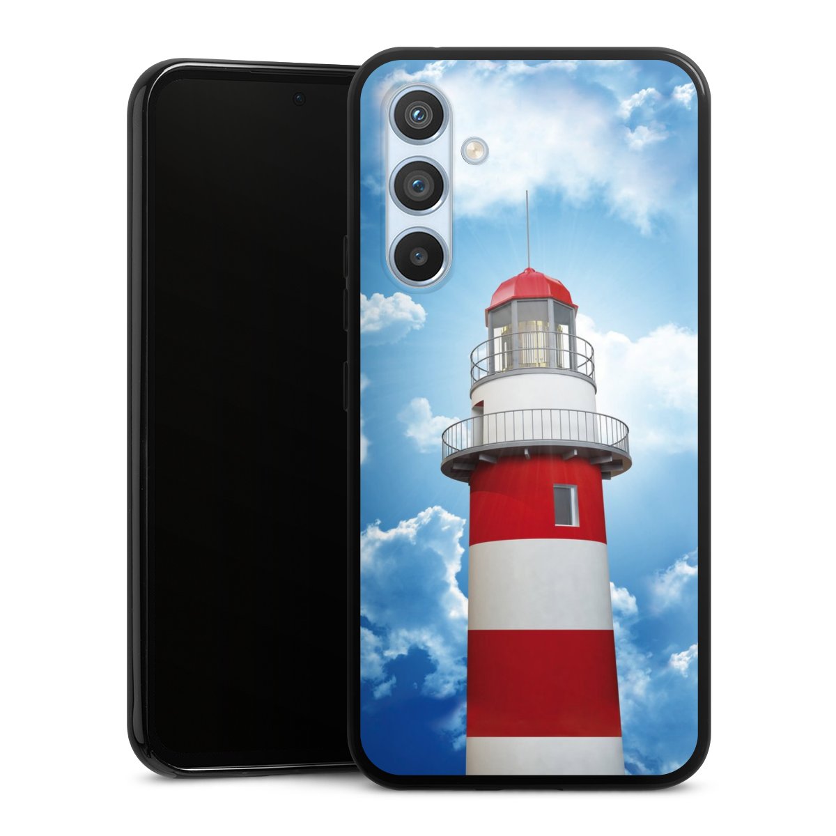 Galaxy A54 5G Handy Silikon Hülle Case schwarz Handyhülle Lighthouse Sky Cloud