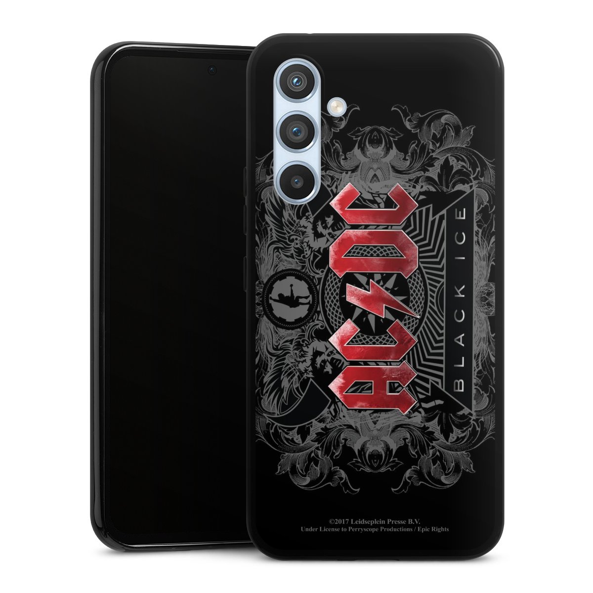 Galaxy A54 5G Handy Silikon Hülle Case schwarz Handyhülle Merchandise Black Ice Acdc