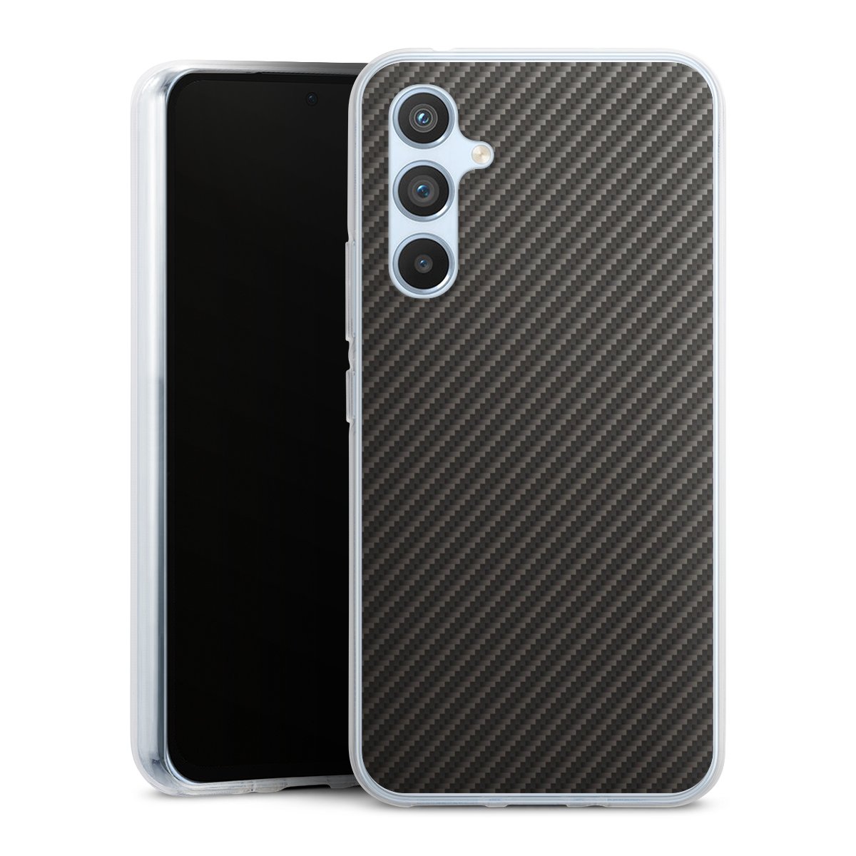 Galaxy A54 5G Handy Silikon Hülle Case transparent Handyhülle Metallic Look Carbon Muster Silikon Case