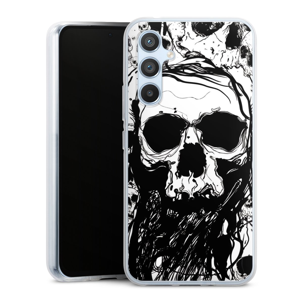 Galaxy A54 5G Handy Silikon Hülle Case transparent Handyhülle Totenkopf Halloween Silikon Case