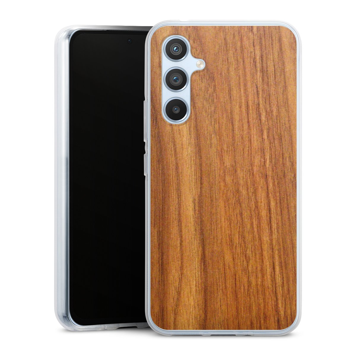 Galaxy A54 5G Handy Silikon Hülle Case transparent Handyhülle Wood Larch Wooden Look Silikon Case