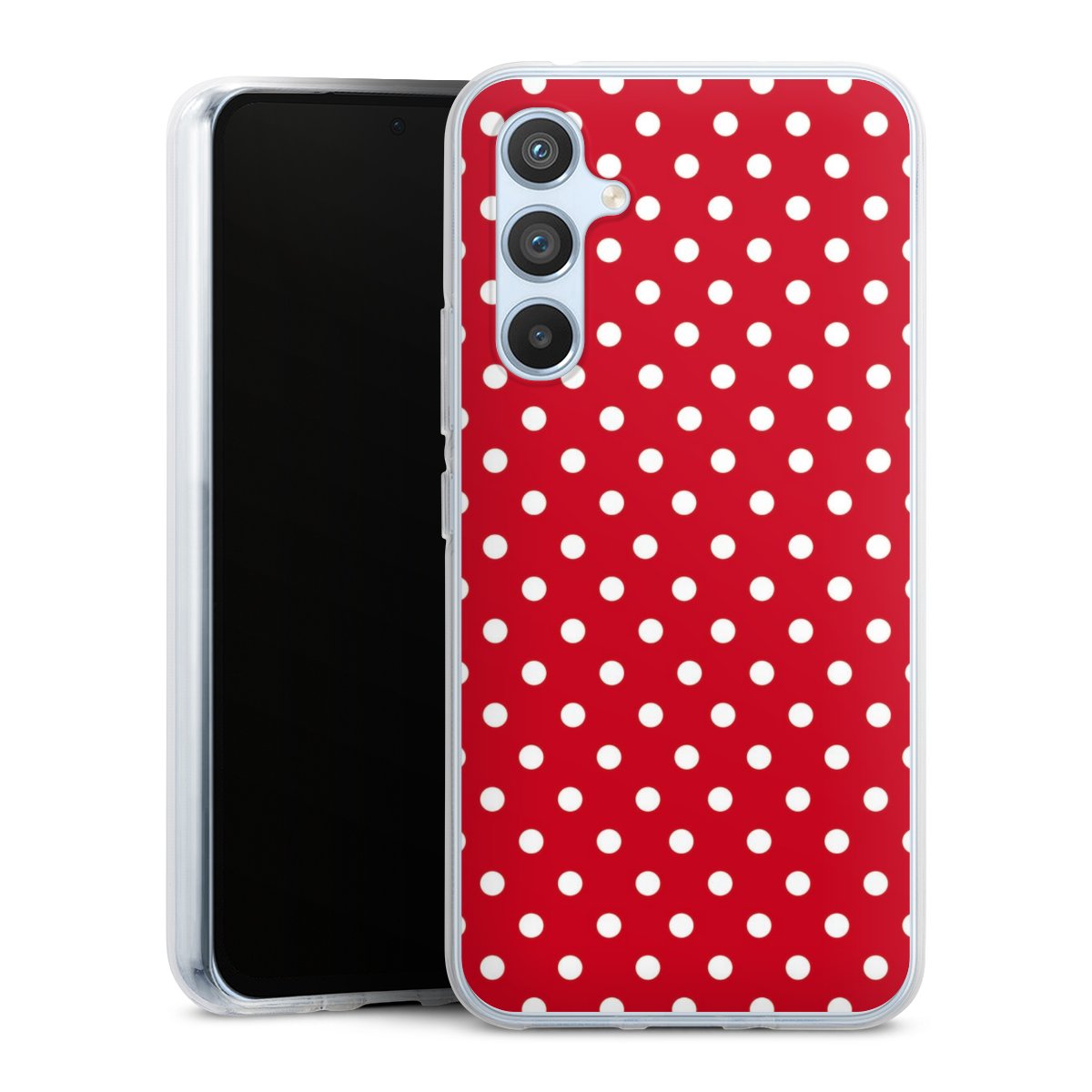 Galaxy A54 5G Handy Silikon Hülle Case transparent Handyhülle Points Polka Dots Retro Silikon Case