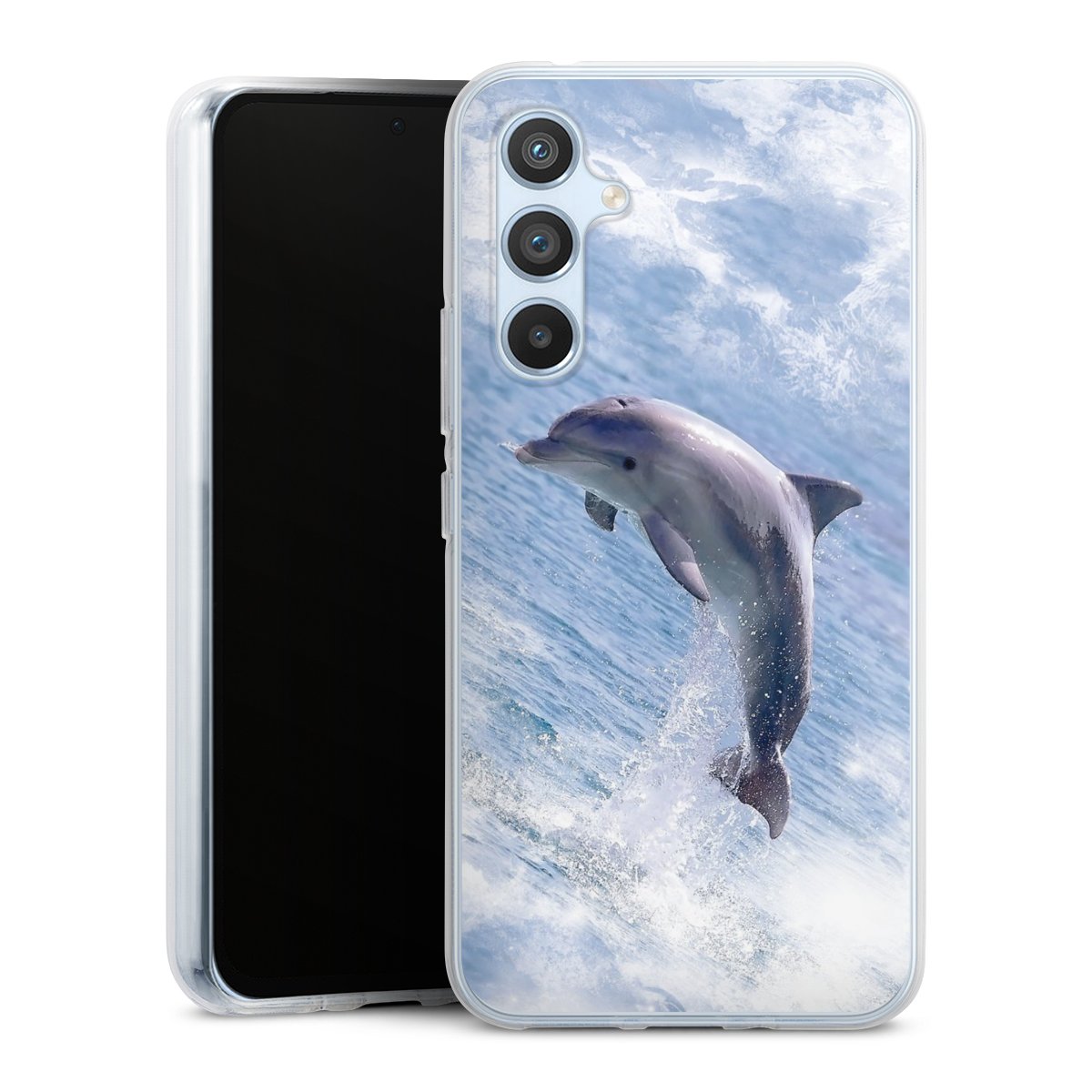 Galaxy A54 5G Handy Silikon Hülle Case transparent Handyhülle Dolphin Ocean Wale Silikon Case