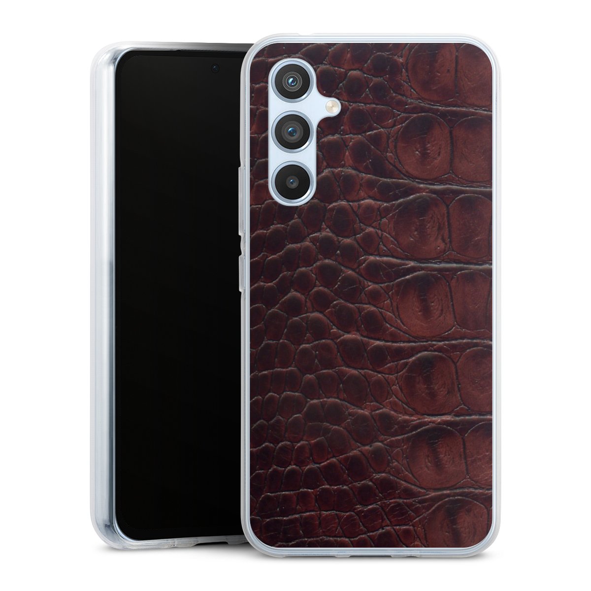 Galaxy A54 5G Handy Silikon Hülle Case transparent Handyhülle Crocodile Animal Print Leather Silikon Case