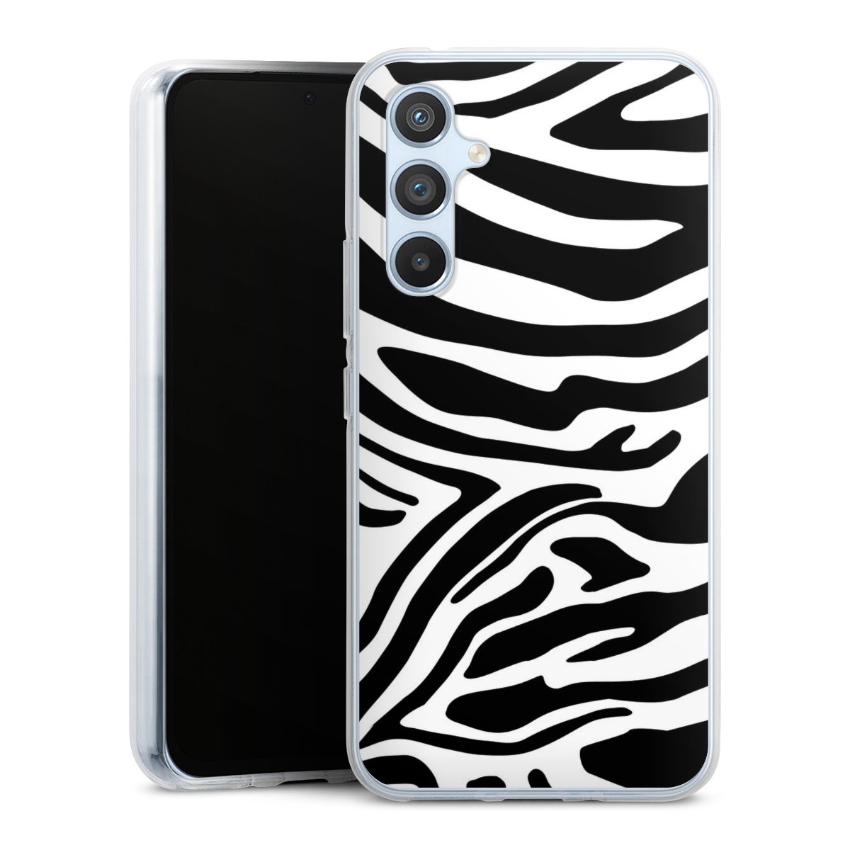 Galaxy A54 5G Handy Silikon Hülle Case transparent Handyhülle Zebra Animal Look Animal Print Silikon Case