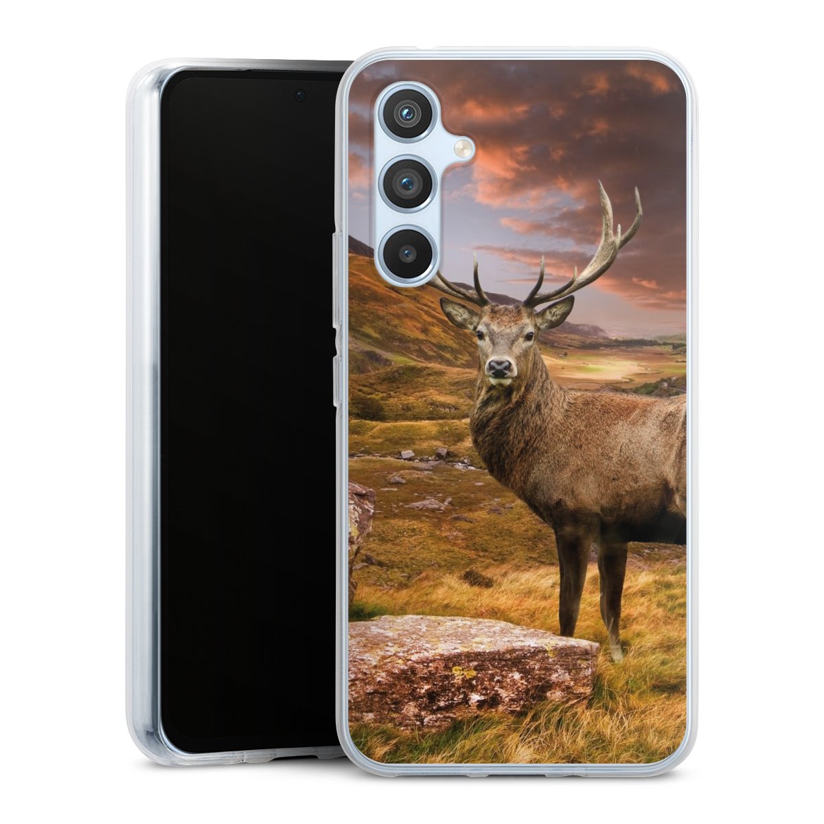 Galaxy A54 5G Handy Silikon Hülle Case transparent Handyhülle Meadow Mountain Deer Silikon Case