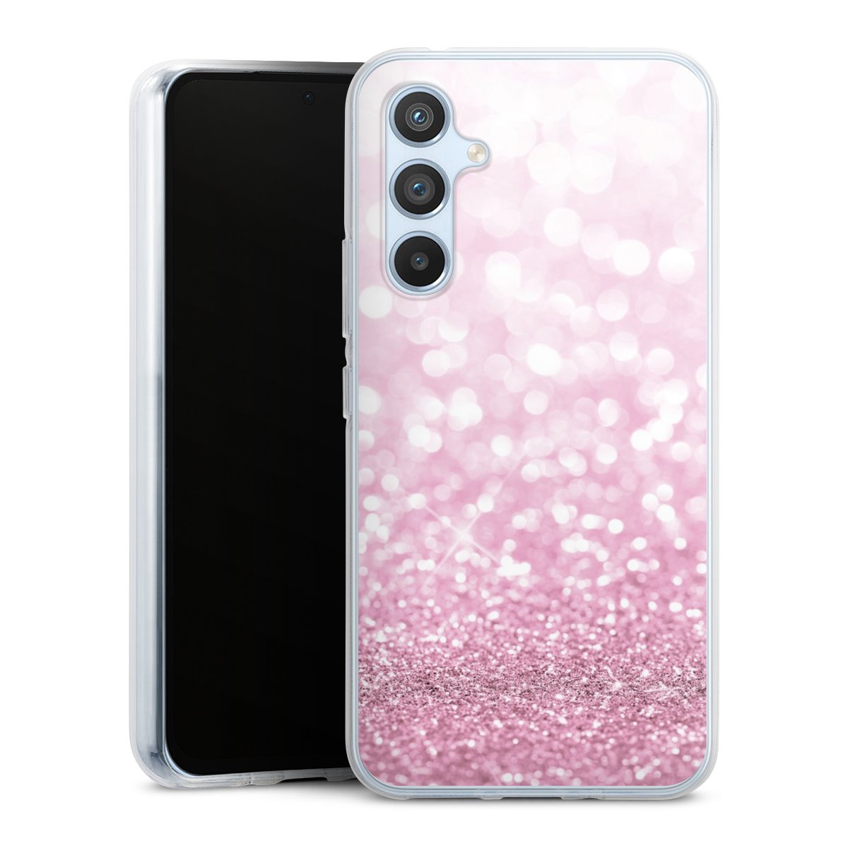 Galaxy A54 5G Handy Silikon Hülle Case transparent Handyhülle Glitzer Pink Shine Silikon Case