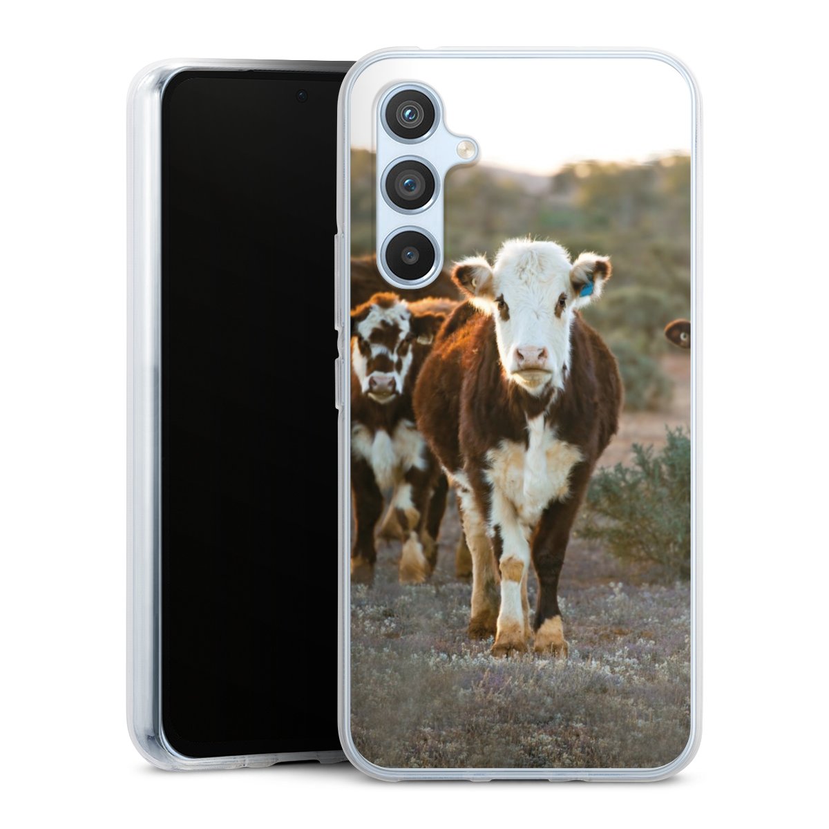 Galaxy A54 5G Handy Silikon Hülle Case transparent Handyhülle Cow Farmer Calf Silikon Case