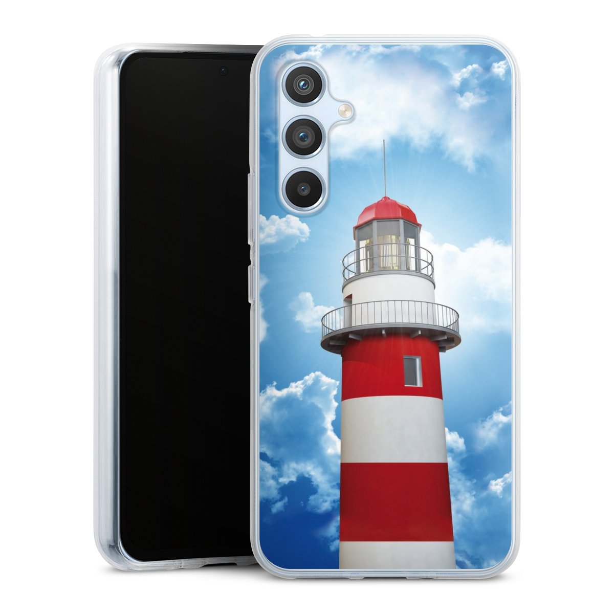 Galaxy A54 5G Handy Silikon Hülle Case transparent Handyhülle Lighthouse Sky Cloud Silikon Case