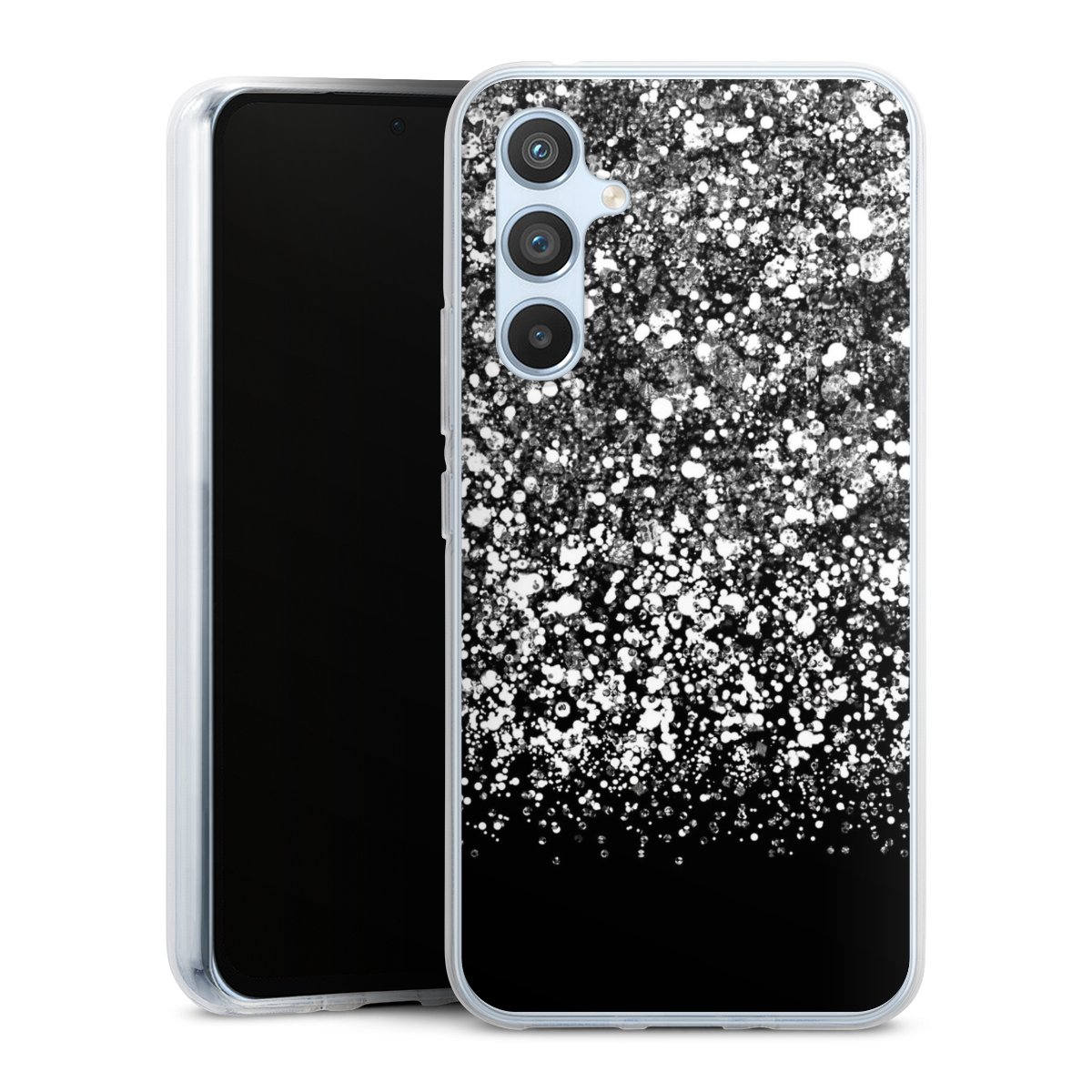 Galaxy A54 5G Handy Silikon Hülle Case transparent Handyhülle Glitzer Snowflake Muster Silikon Case