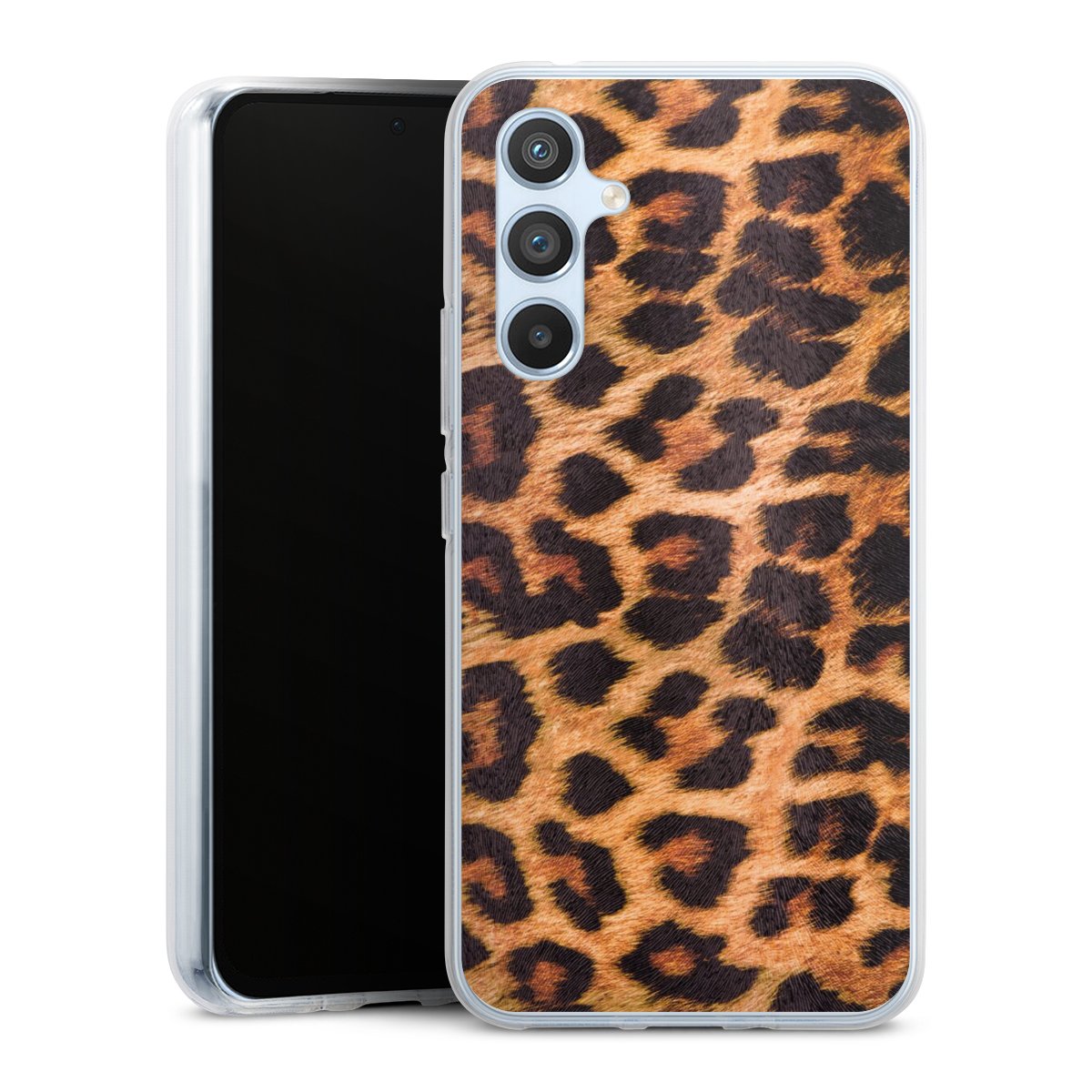 Galaxy A54 5G Handy Silikon Hülle Case transparent Handyhülle Animal Print Leopard Fur Silikon Case