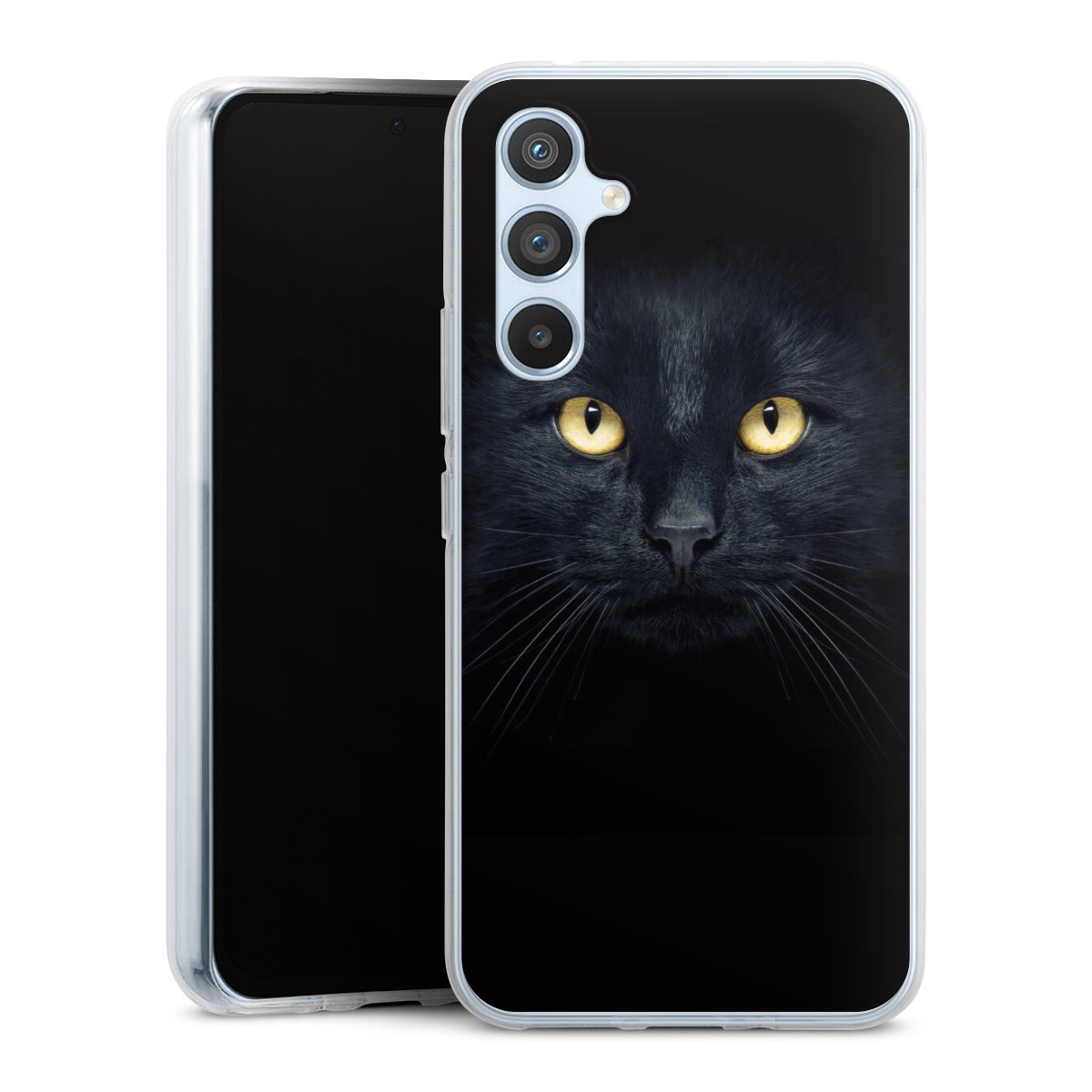 Galaxy A54 5G Handy Silikon Hülle Case transparent Handyhülle Eye Cat Black Silikon Case