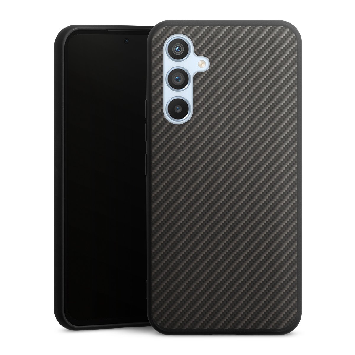 Galaxy A54 5G Handy Premium Silikon Hülle Handyhülle schwarz Case Metallic Look Carbon Muster Silikon Premium Case