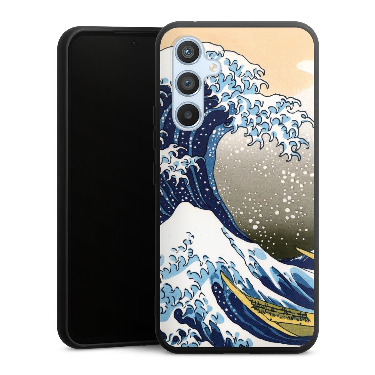 Galaxy A54 5G Handy Premium Silikon Hülle Handyhülle schwarz Case Kunst Katsushika Hokusai Die Große Welle Vor Kanagawa Silikon Premium Case