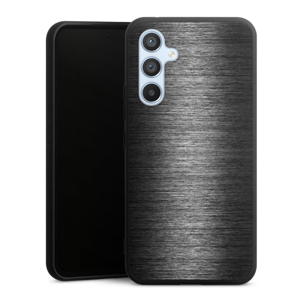 Galaxy A54 5G Handy Premium Silikon Hülle Handyhülle schwarz Case Metallic Look Anthracite Metal Silikon Premium Case