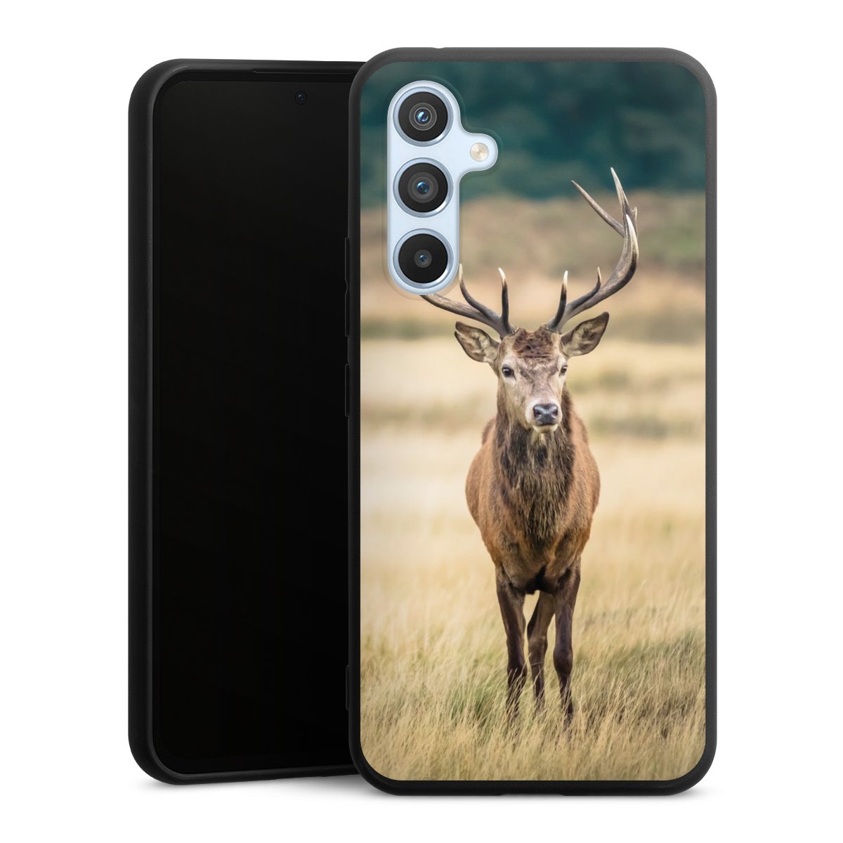 Galaxy A54 5G Handy Premium Silikon Hülle Handyhülle schwarz Case Deer Meadow Forrest Silikon Premium Case