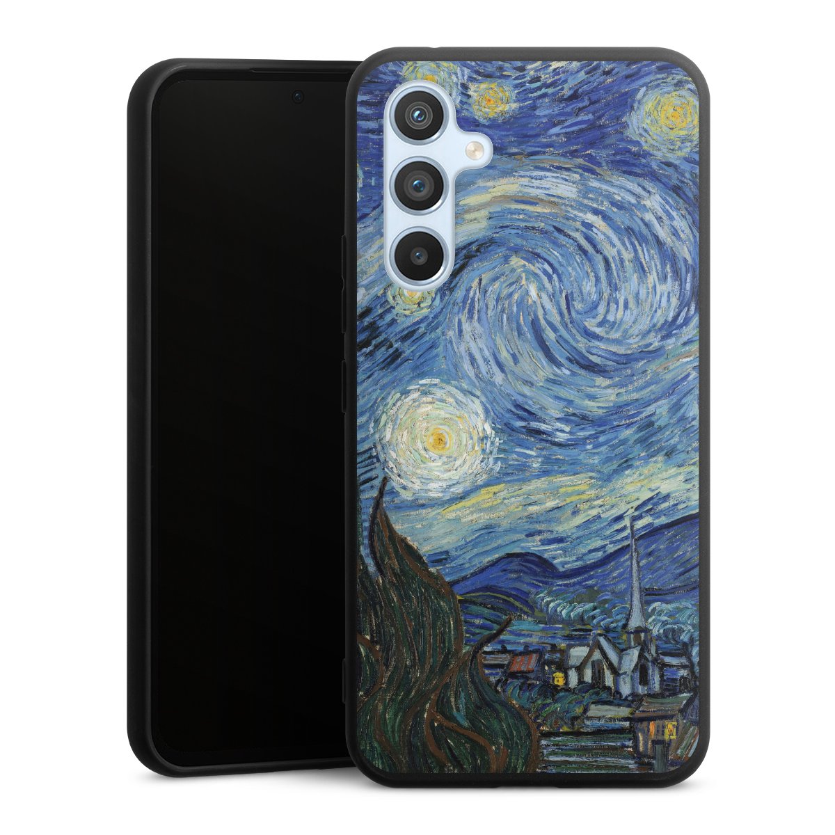 Galaxy A54 5G Handy Premium Silikon Hülle Handyhülle schwarz Case The Starry Night Kunst Vincent Van Gogh Silikon Premium Case