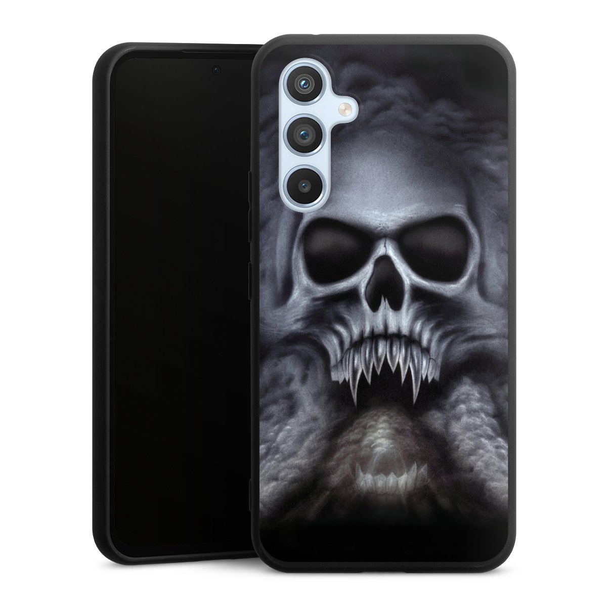 Galaxy A54 5G Handy Premium Silikon Hülle Handyhülle schwarz Case Totenkopf Skull Silikon Premium Case