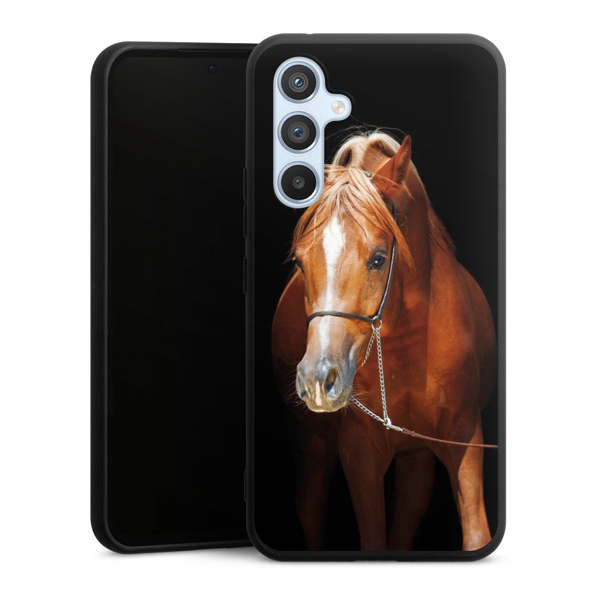 Galaxy A54 5G Handy Premium Silikon Hülle Handyhülle schwarz Case Mare Horse Hobby Silikon Premium Case