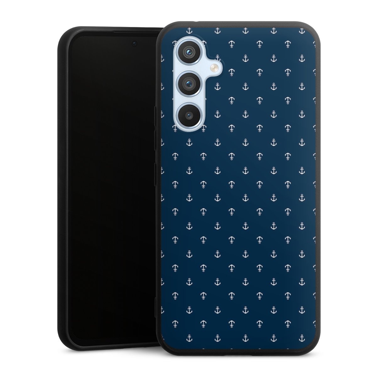 Galaxy A54 5G Handy Premium Silikon Hülle Handyhülle schwarz Case Muster Anchor Sail Silikon Premium Case