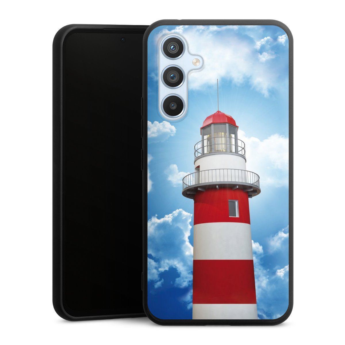 Galaxy A54 5G Handy Premium Silikon Hülle Handyhülle schwarz Case Lighthouse Sky Cloud Silikon Premium Case