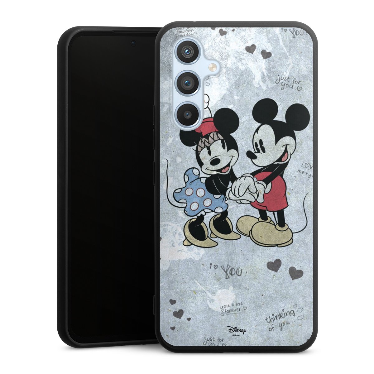 Galaxy A54 5G Handy Premium Silikon Hülle Handyhülle schwarz Case Mickey & Minnie Mouse Vintage Disney Silikon Premium Case