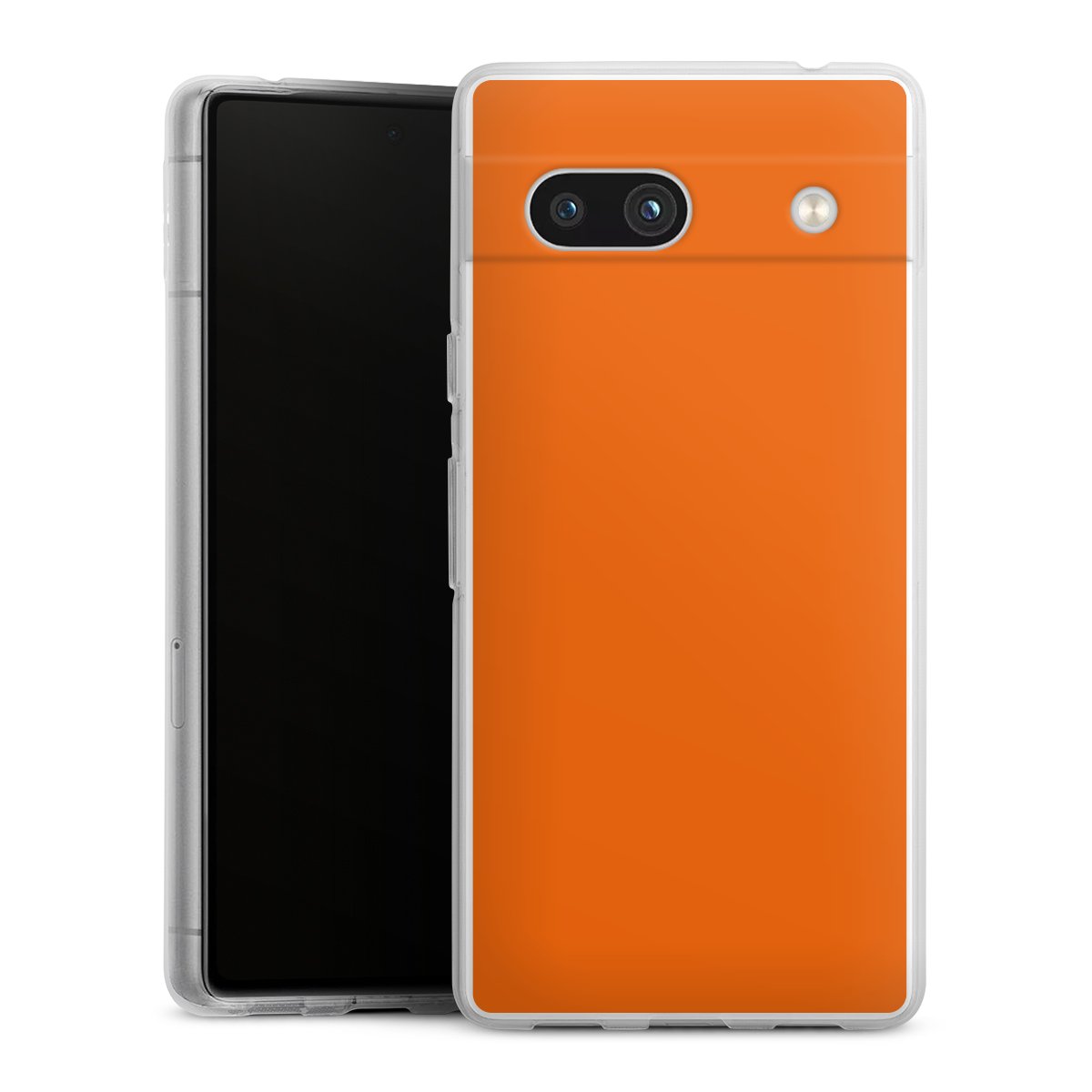 Google Pixel 7a Handy Silikon Hülle Case transparent Handyhülle Orange Colour Unicoloured Silikon Case