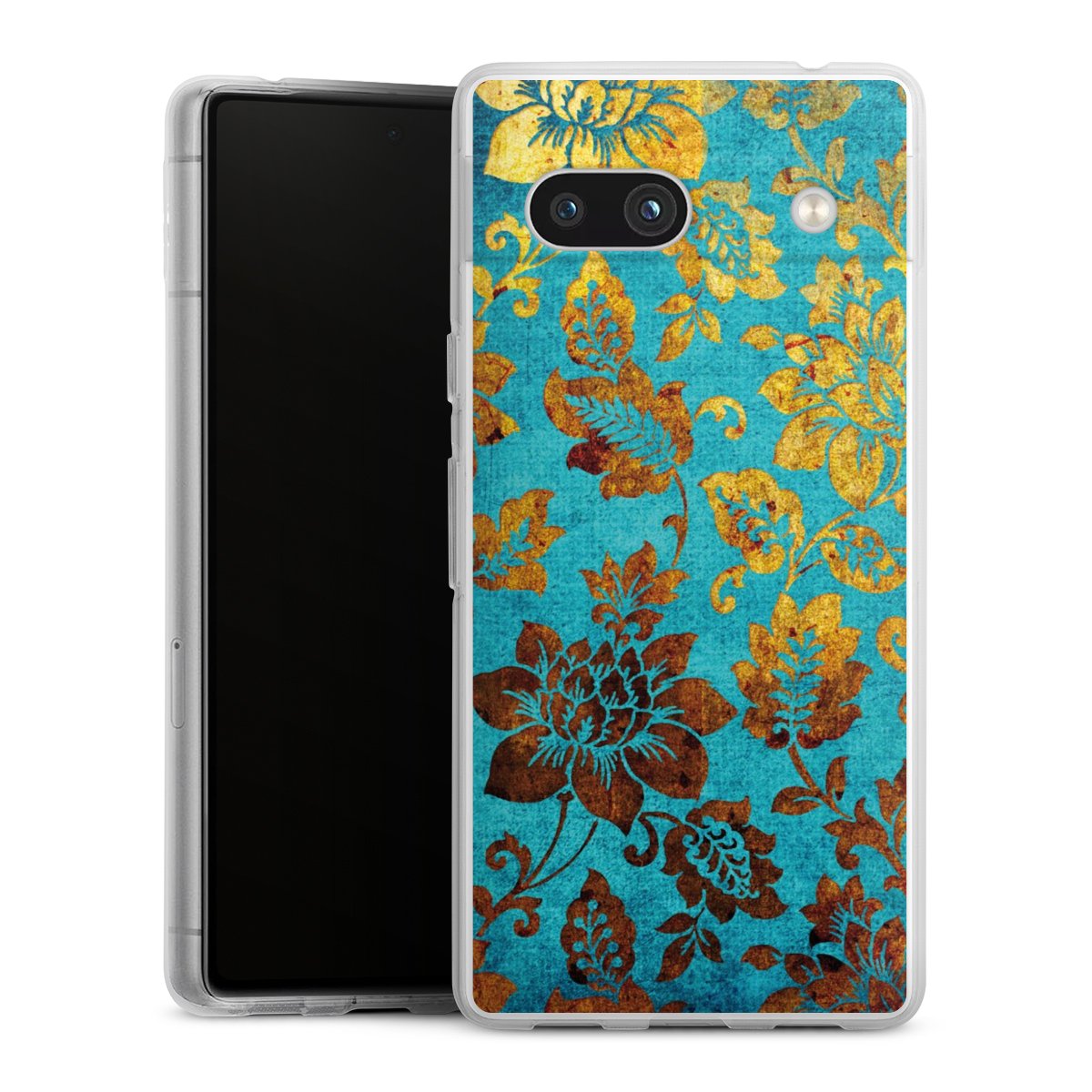 Google Pixel 7a Handy Silikon Hülle Case transparent Handyhülle Ornament Vintage Flowers Silikon Case