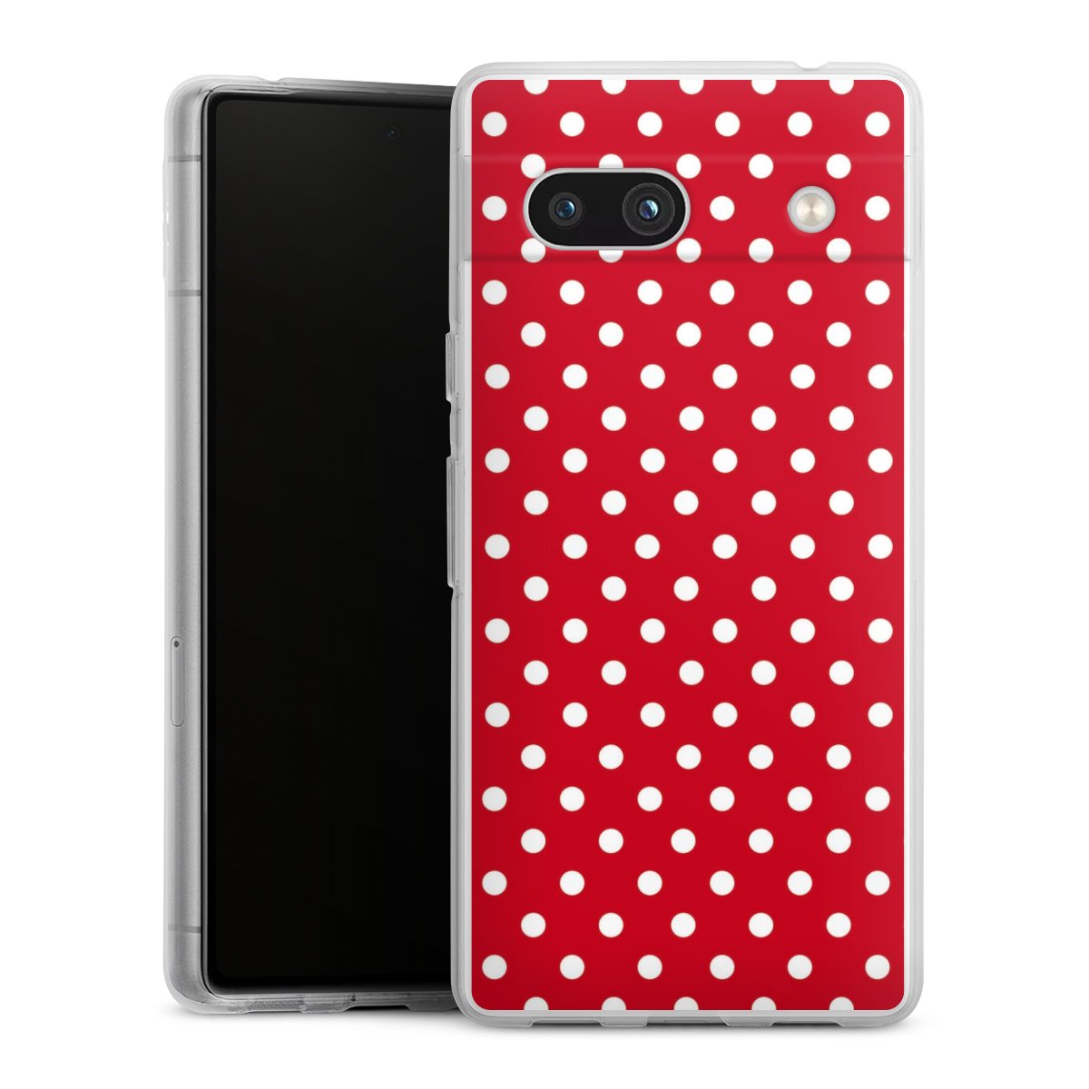 Google Pixel 7a Handy Silikon Hülle Case transparent Handyhülle Points Polka Dots Retro Silikon Case