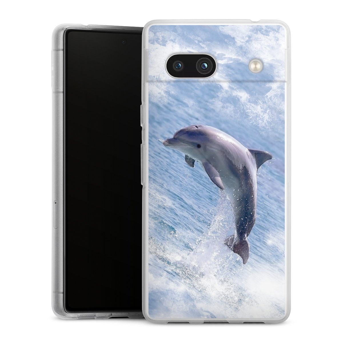 Google Pixel 7a Handy Silikon Hülle Case transparent Handyhülle Dolphin Ocean Wale Silikon Case